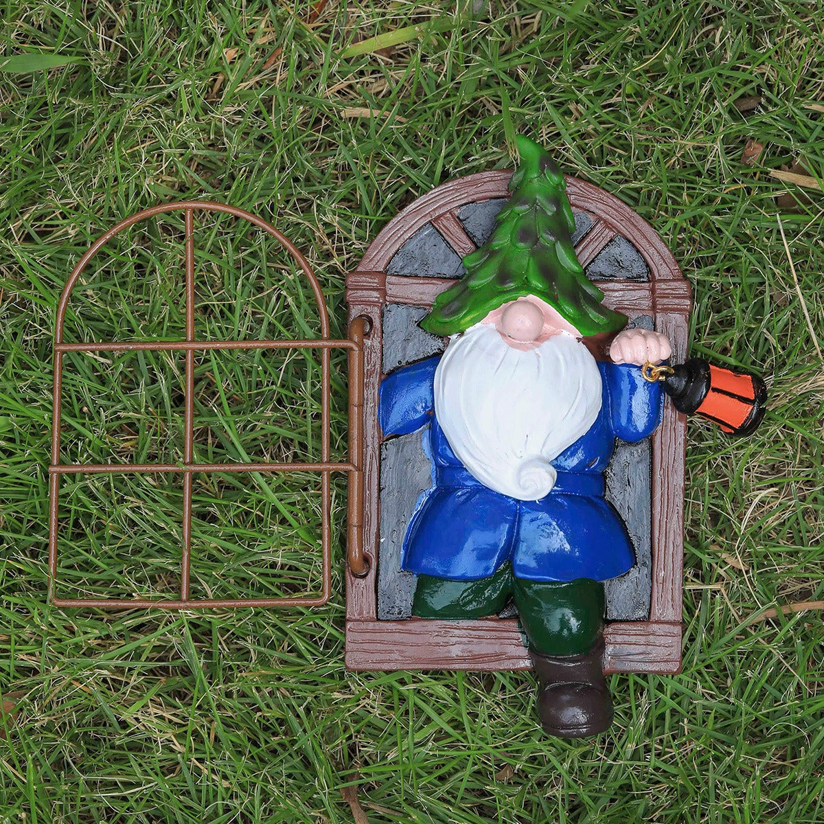 Personality Dwarf Elf Lantern Flipping Window Lawn Statue Resin Decoration