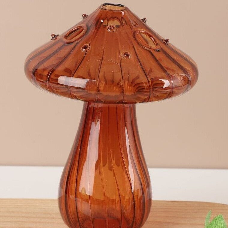 Glass Vase Living Room Dry Vase Mushroom Vase - Velora Home Deco