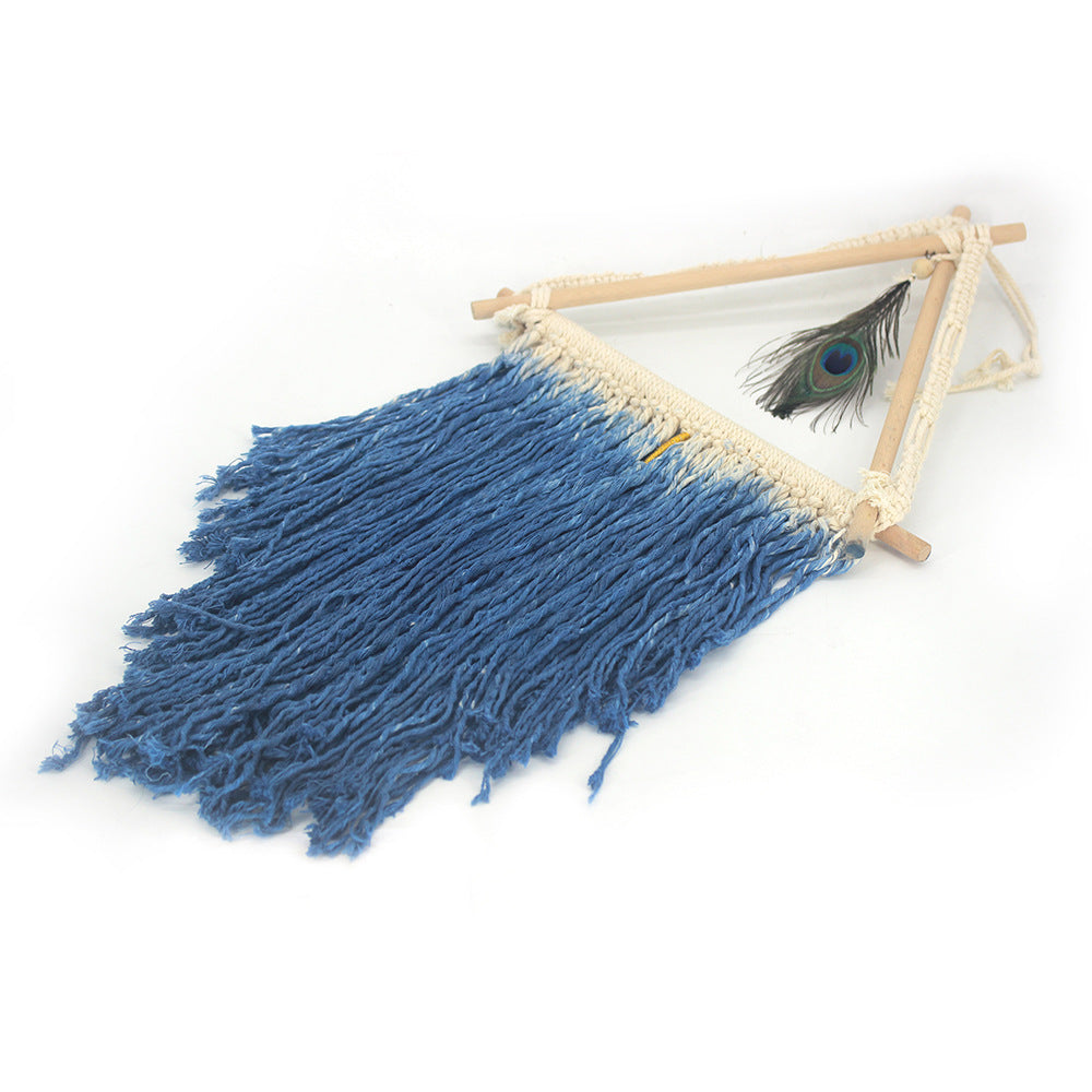 Nordic Creative Handwoven Tapestry Triangle Peacock Feather Home Wall Hanging Bohemian Tapestry
