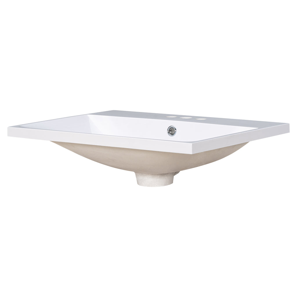 24" Bathroom Vanity Top Only White Basin 3-Faucet Holes  4" Faucet Available Ceramic