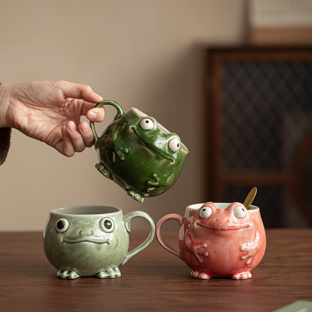 Creative Frog Personality Coffee Cup with Spoon Ceramic Mug High-Quality Design