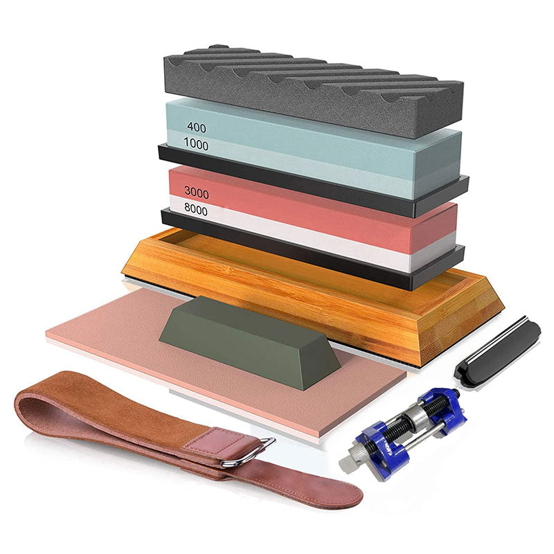 Premium Sharpening Stone - 400# / 1000# 3000# / 8000# Grit - Non-slip Base Knife Sharpener Cutting Tool