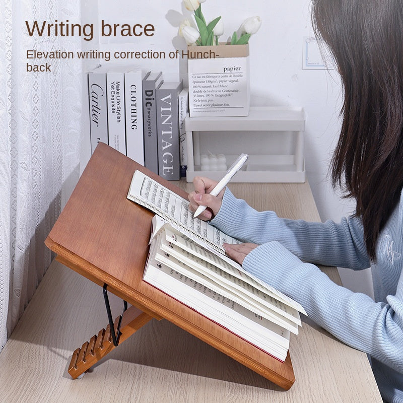 Double-Layer Writing Board,Adjustable Tilt Book Rack Wooden Reading Stand