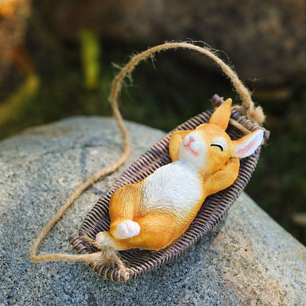 Swing Sleeping Rabbit Pendant Statue Outdoor