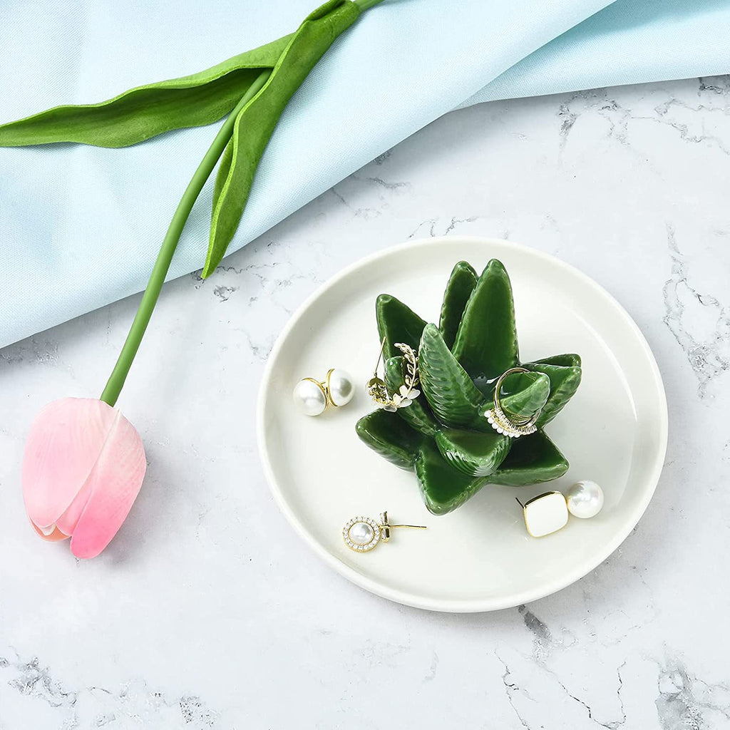 Ceramic Cactus Ring Tray Jewelry Display Stand Creative Aloe Vera Storage Tray Craft Wholesale