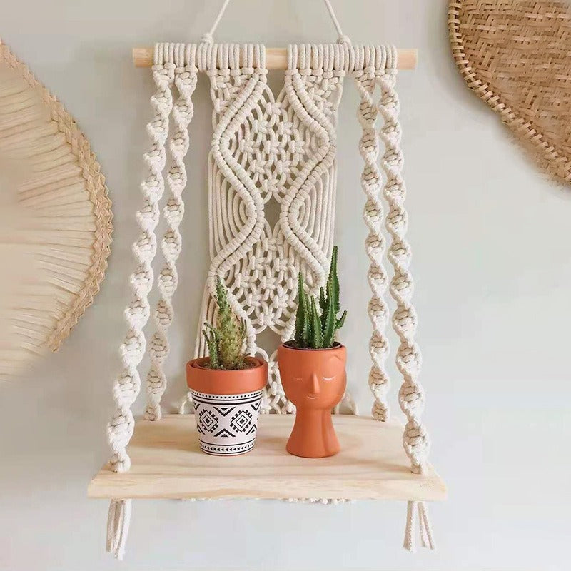Hot selling hand woven tapestry, cotton rope wall hanging Bohemian shelving, hotel homestay children's room decorations