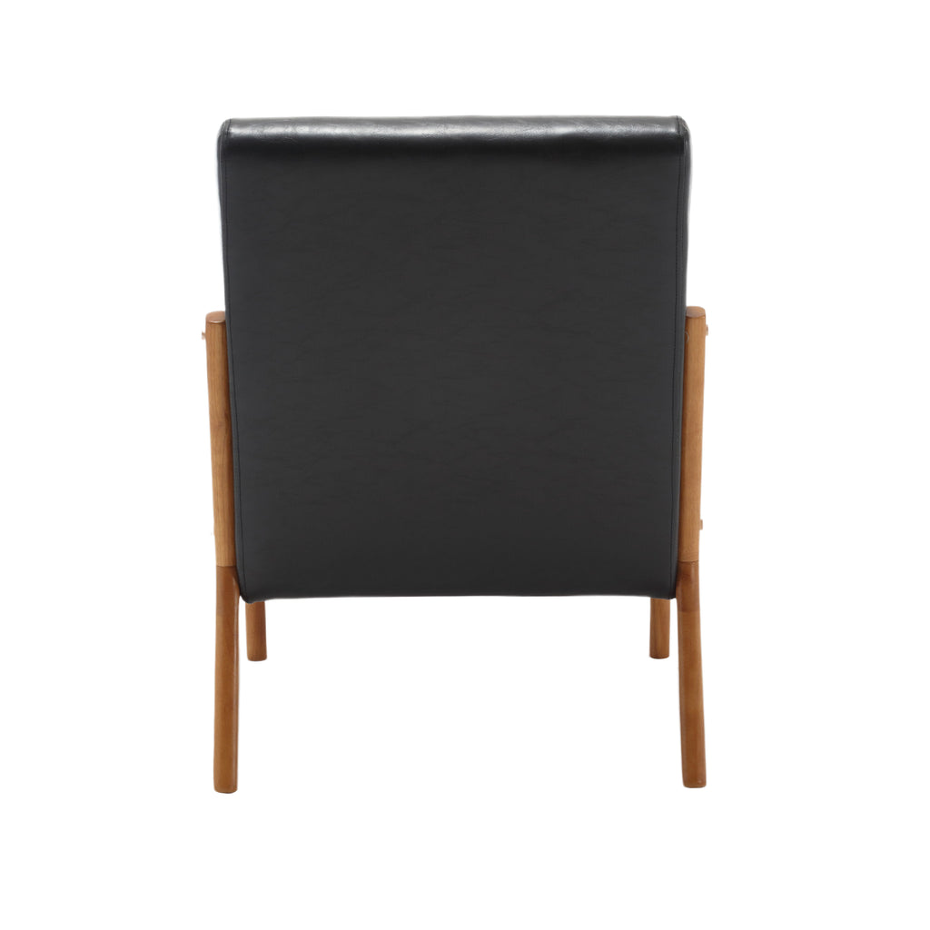 COOLMORE modern style chair, solid wood cushion lounge armchair with a pillow (black PU)