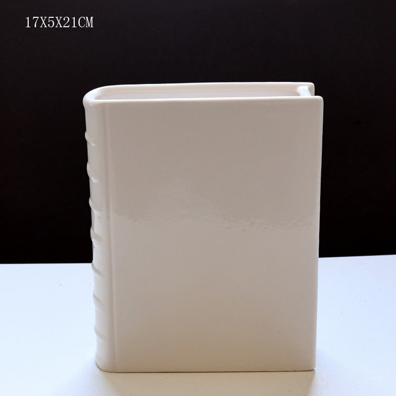 Book Vase - Ceramic, Cute & for Home Decor, with Flower & Shelf Options - Velora Home Deco