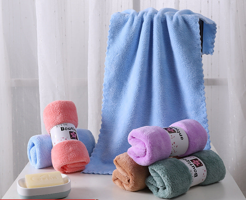 Coral Velvet Solid Color Towel Bath Towel Set Soft Absorbent Face Towel - Velora Home Deco