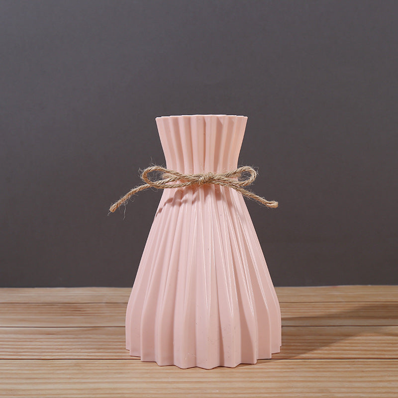 Folded Paper Vase with Waistline, Minimalist Modern Vase, Creative Twine-Closed Artificial Flower Vase, Plastic Flower Arrangement Vase