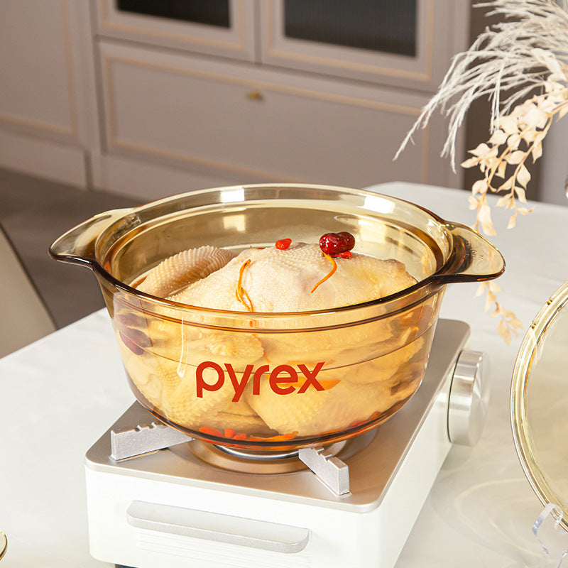Amber transparent glass pot household high-temperature resistant open flame soup pot stew pot