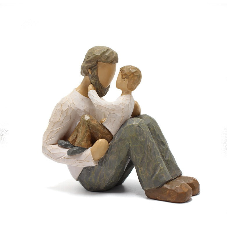 Father and Son Statue Decoration Creative Home Desktop Decoration Resin