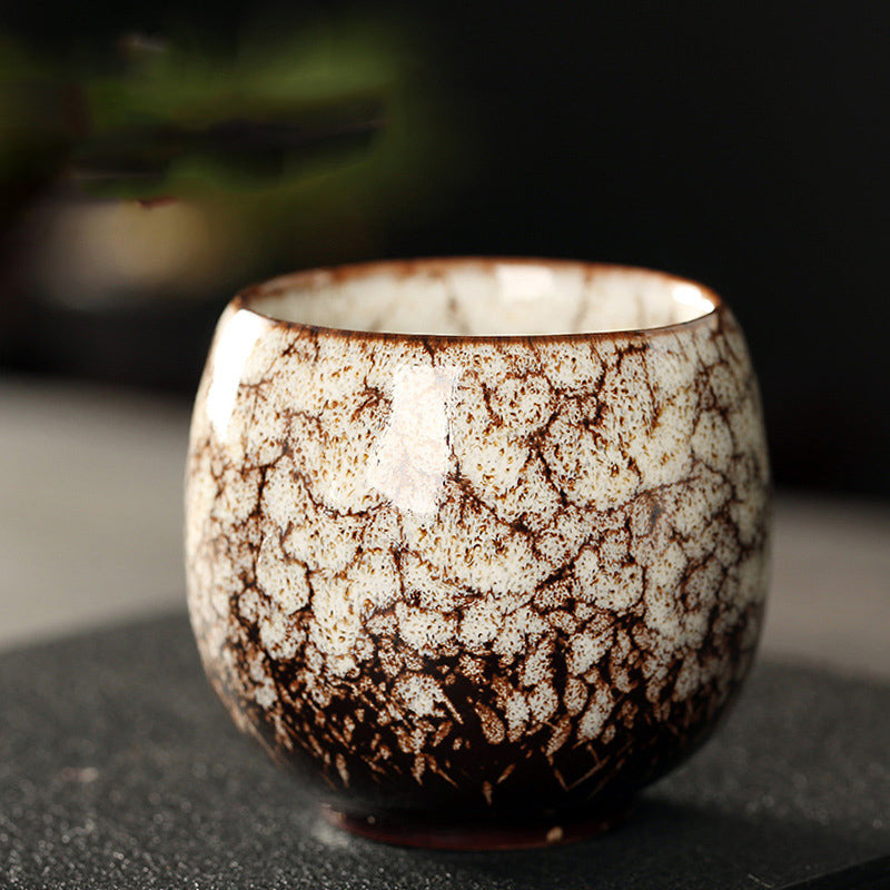 110ML Kung Fu Tea Set Single Cup Tenmoku Glaze Jian Zhan Master Cup Tea Bowl Egg-shaped Small Tea Bowl