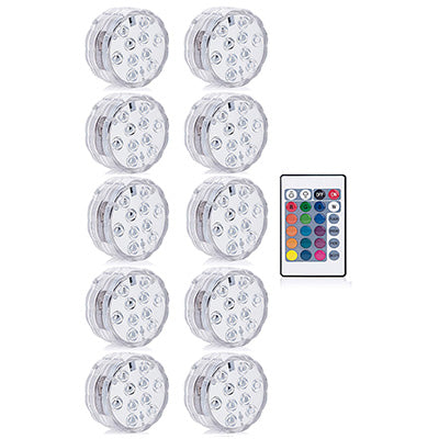 Lumières LED RGB Submersibles – Déco Vase & Jardin (x10)