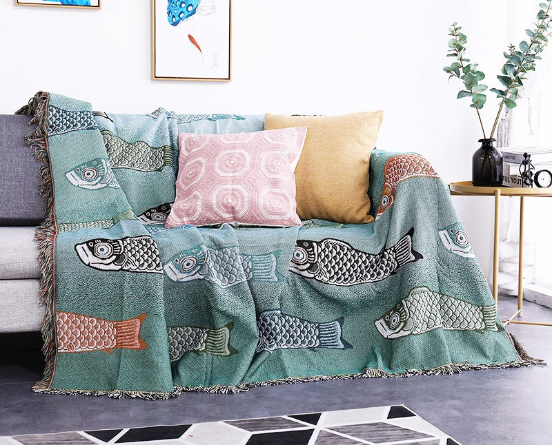 Modern minimalist koi patterned sofa blanket can be used as a soft carpet tablecloth decoration dust-proof