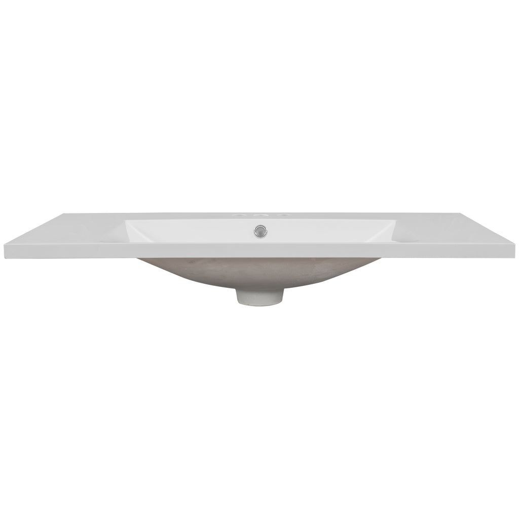 36" Single Bathroom Vanity Top with White Basin  3-Faucet Holes Ceramic  White
