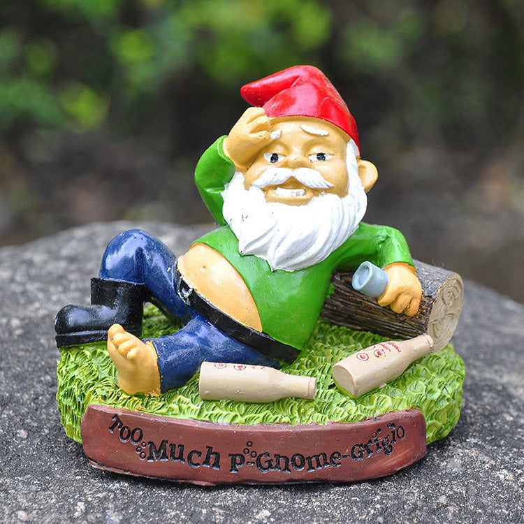 Lying Drinking Dwarf Resin Drunken Old Man Statue Trinket