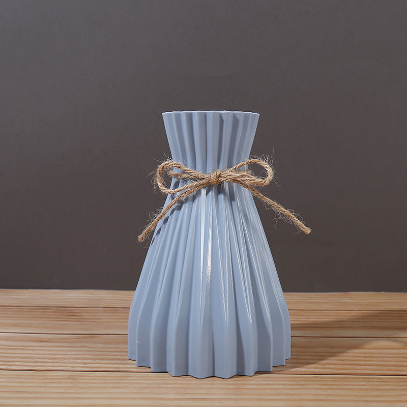 Folded Paper Vase with Waistline, Minimalist Modern Vase, Creative Twine-Closed Artificial Flower Vase, Plastic Flower Arrangement Vase