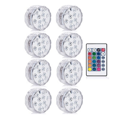 Lumières LED RGB Submersibles – Déco Vase & Jardin (x10)