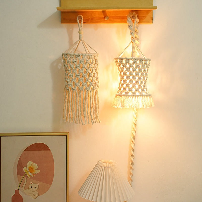 Tassel chandelier Bohemian handmade woven cotton rope lampshade creative homestay home soft decoration lampshade