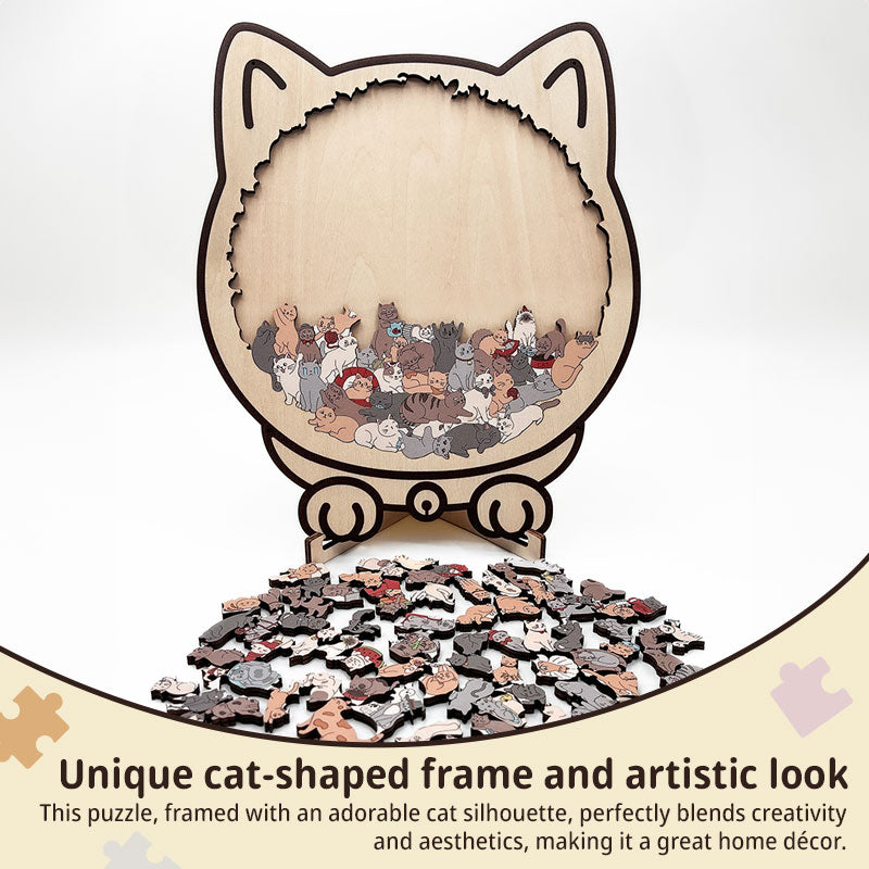 135-piece Morandi Cat Puzzle - Macaron-colored, Cat Silhouette Frame, Decor Piece