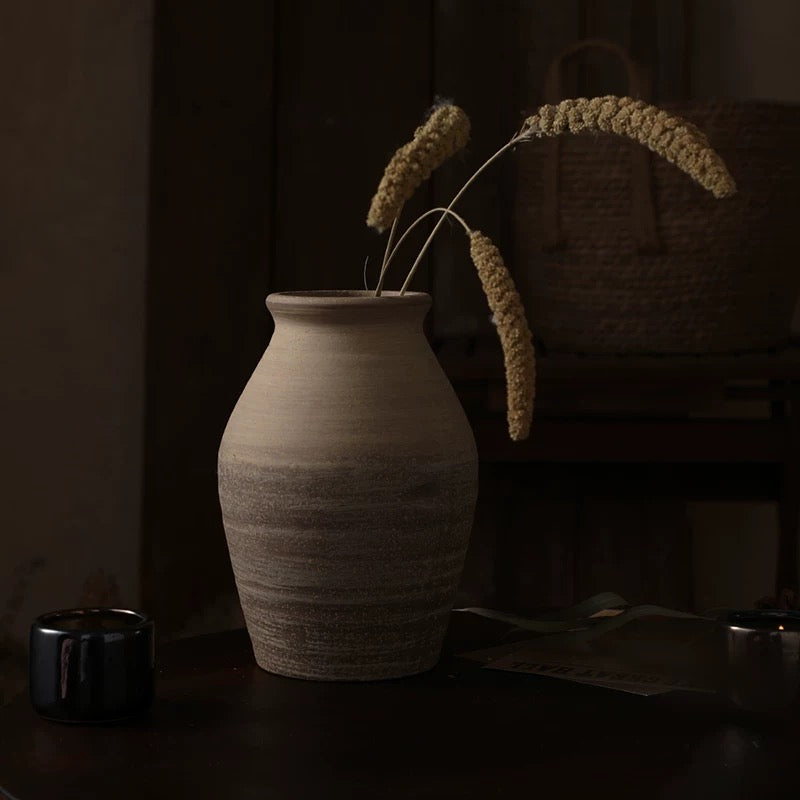 Vintage rough pottery vase decoration classical dried flower simulation flower arrangement vintage style floral ware