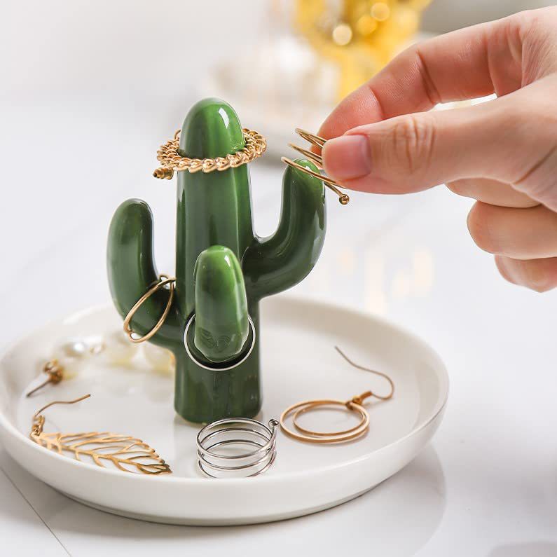 Ceramic Cactus Ring Tray Jewelry Display Stand Creative Aloe Vera Storage Tray Craft Wholesale