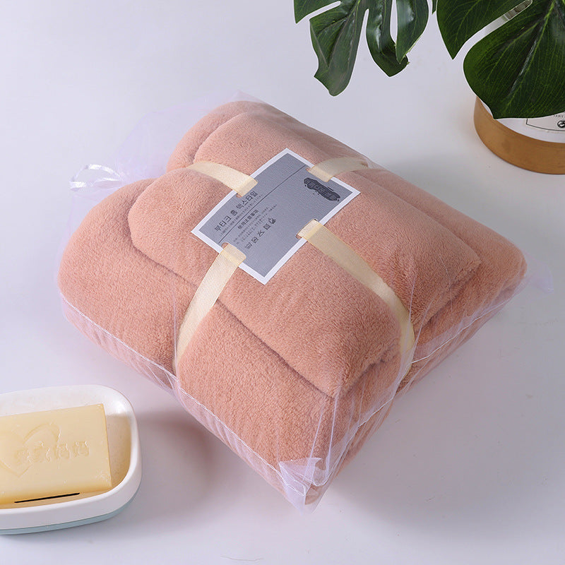 Coral Velvet Solid Color Towel Bath Towel Set Soft Absorbent Face Towel - Velora Home Deco