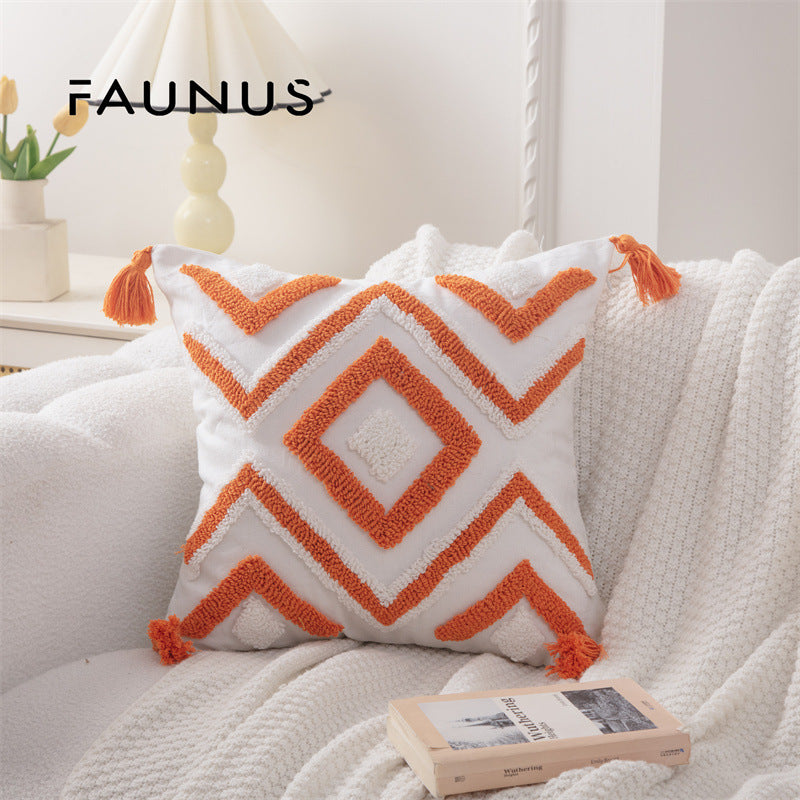 Style Leaf Tufted Ethnic Bohemian Moroccan Sofa Circle Velvet Embroidered Pillow Cushion