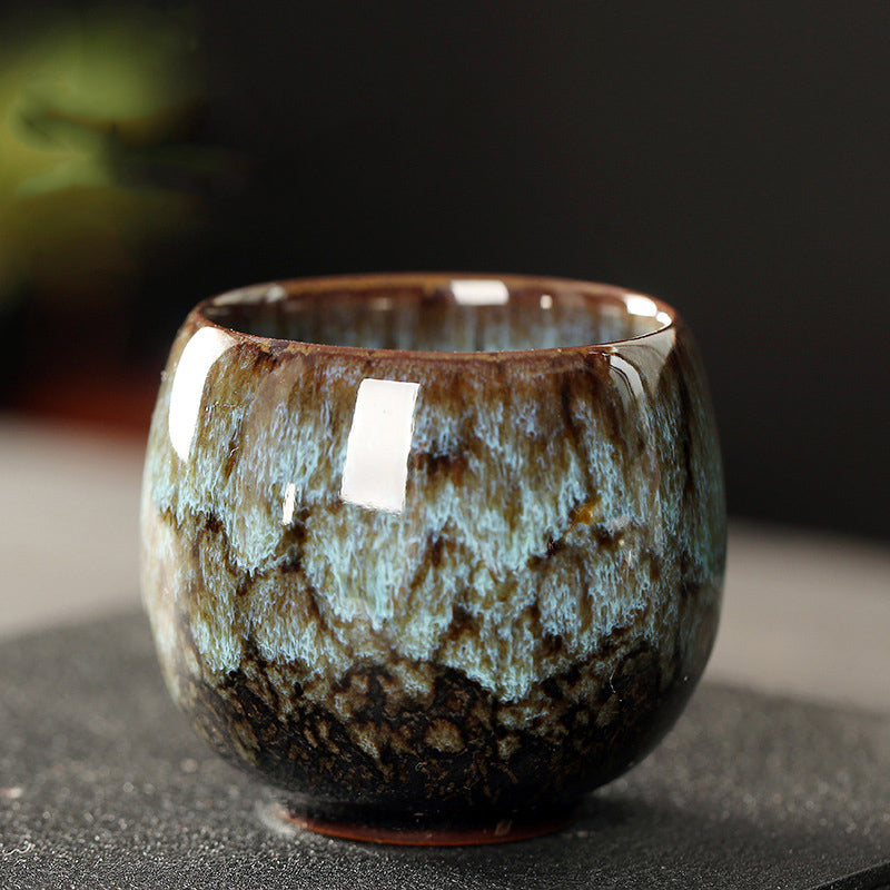 110ML Kung Fu Tea Set Single Cup Tenmoku Glaze Jian Zhan Master Cup Tea Bowl Egg-shaped Small Tea Bowl