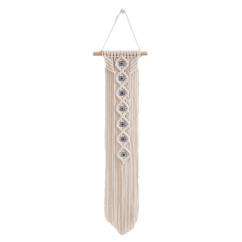 NS style hand woven cotton rope tapestry Devil's Eye wall carpet Home stay living room decoration Wall hanging tassel hanging - Velora Home Deco