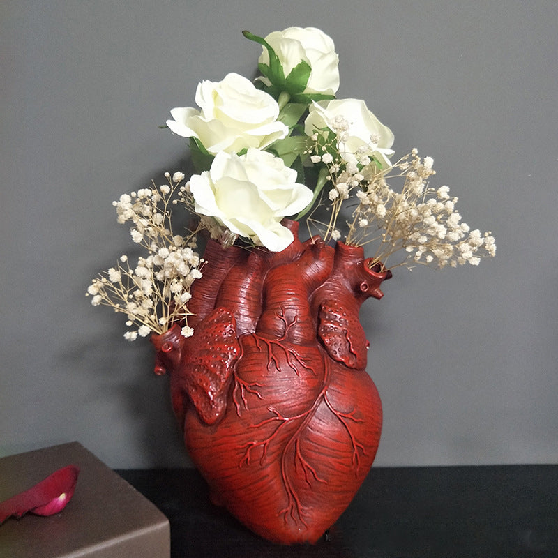 Heart vase resin ornament model room countertop living room vase dining table dry flower arrangement
