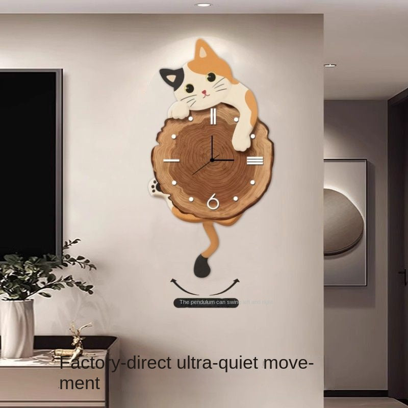 Cartoon Cat Wall Clock Living Room Home Clock Wall Hanging Creative Swinging Restaurant Clock