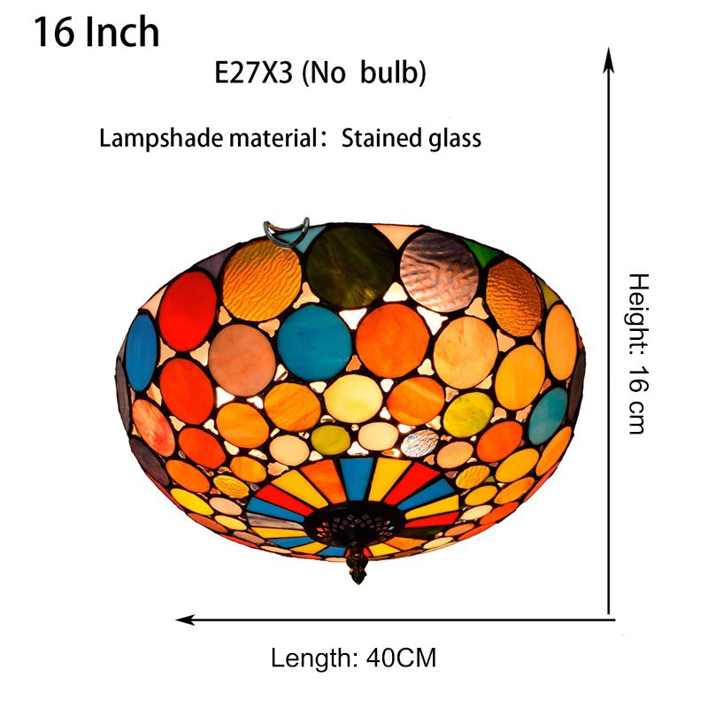 Tiffany-style Creative Colorful Retro Stained Glass Ceiling Light for Hallway, Corridor, Balcony, Entryway, Bedroom