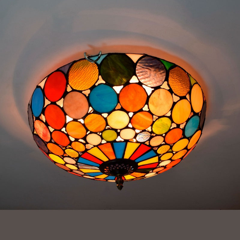 Tiffany-style Creative Colorful Retro Stained Glass Ceiling Light for Hallway, Corridor, Balcony, Entryway, Bedroom