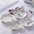 Nordic Ceramic Shell Jewelry Tray, Pearl Glaze Ring Tray, Storage Dish, Bathroom Home Desktop Decor, White Porcelain