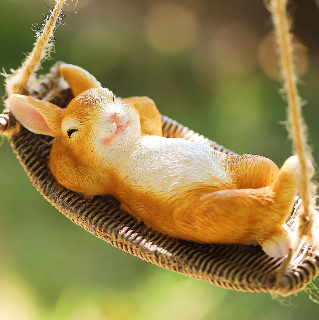Swing Sleeping Rabbit Pendant Statue Outdoor