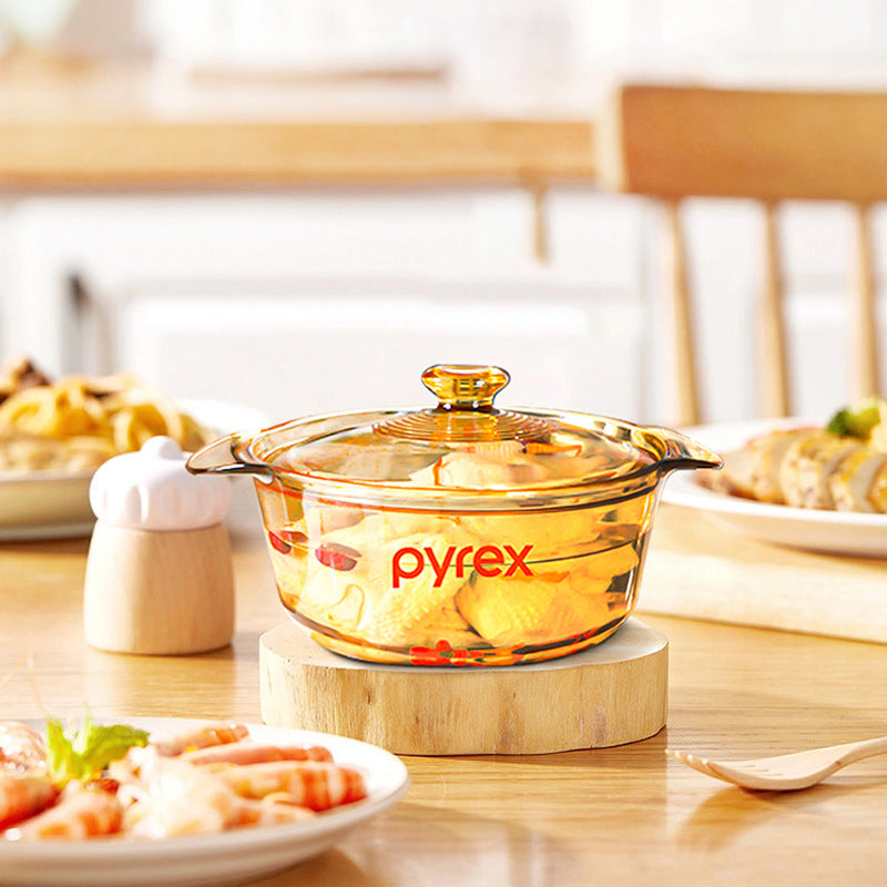 Amber transparent glass pot household high-temperature resistant open flame soup pot stew pot