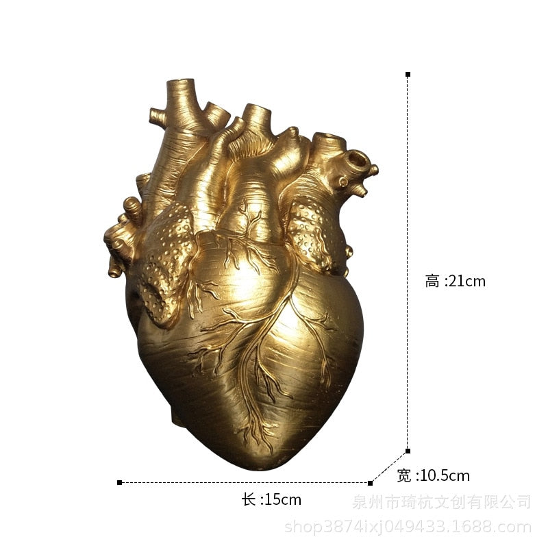 Heart Shape Flower Vase Resin Vase Dried Flower Container Vases Pots Body Sculpture Desktop Flower Pot Home Decoration Ornaments
