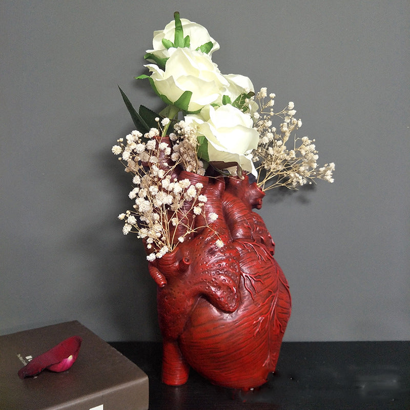 Heart vase resin ornament model room countertop living room vase dining table dry flower arrangement