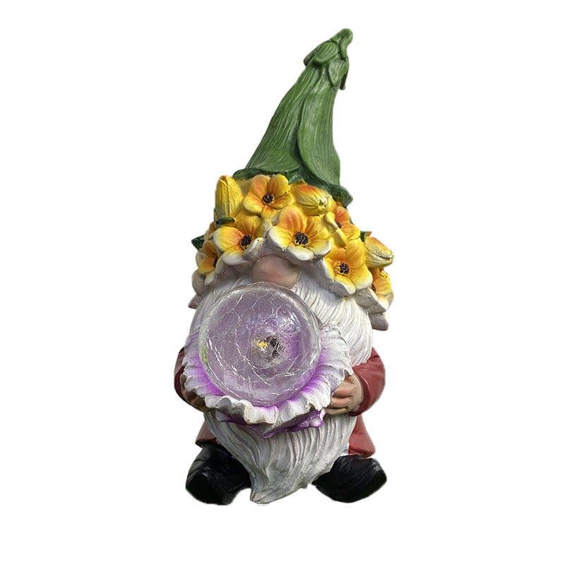Solar powered dwarf statue resin ornaments