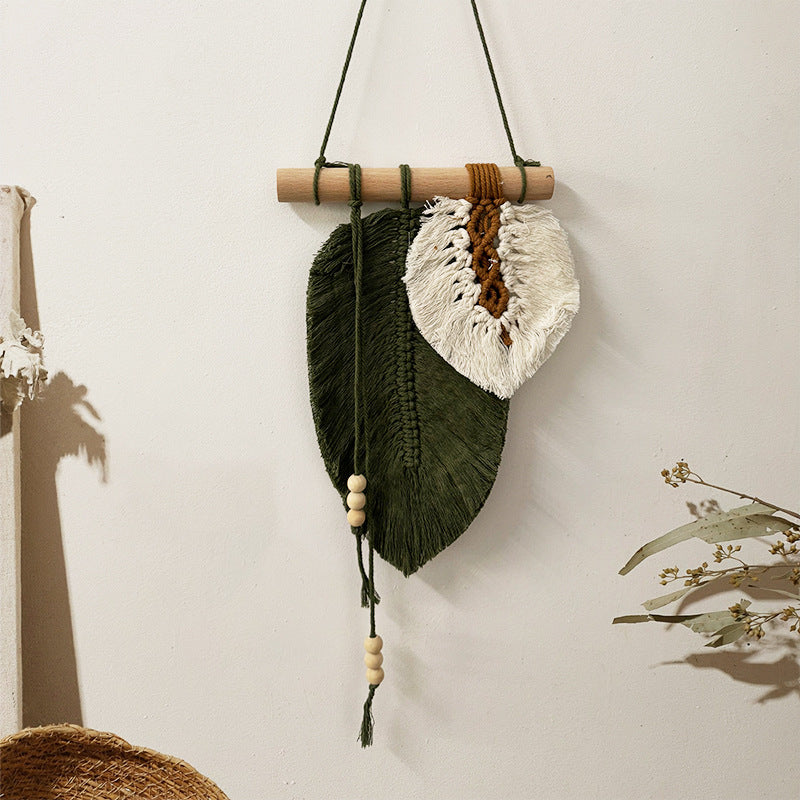 Bohemian Leaf Weaving Wall Hanging Handmade Wall Decoration for Living Room Bohemian Tapestry for Bedroom