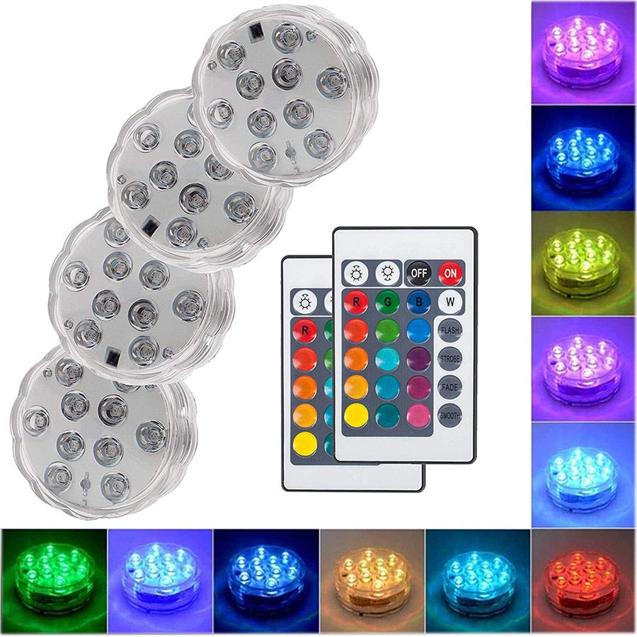Lumières LED RGB Submersibles – Déco Vase & Jardin (x10)