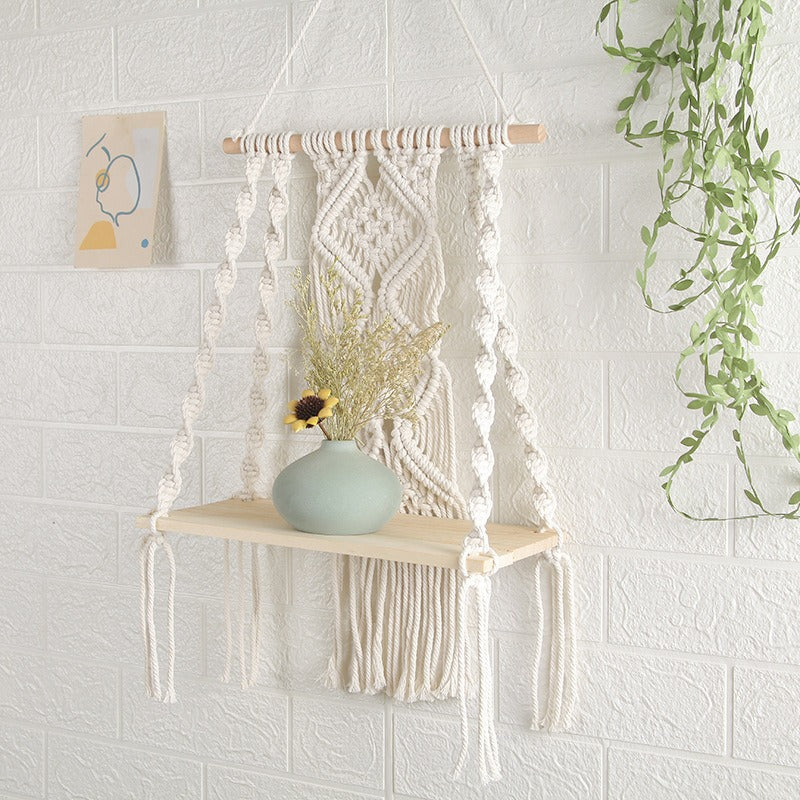 Hot selling hand woven tapestry, cotton rope wall hanging Bohemian shelving, hotel homestay children's room decorations