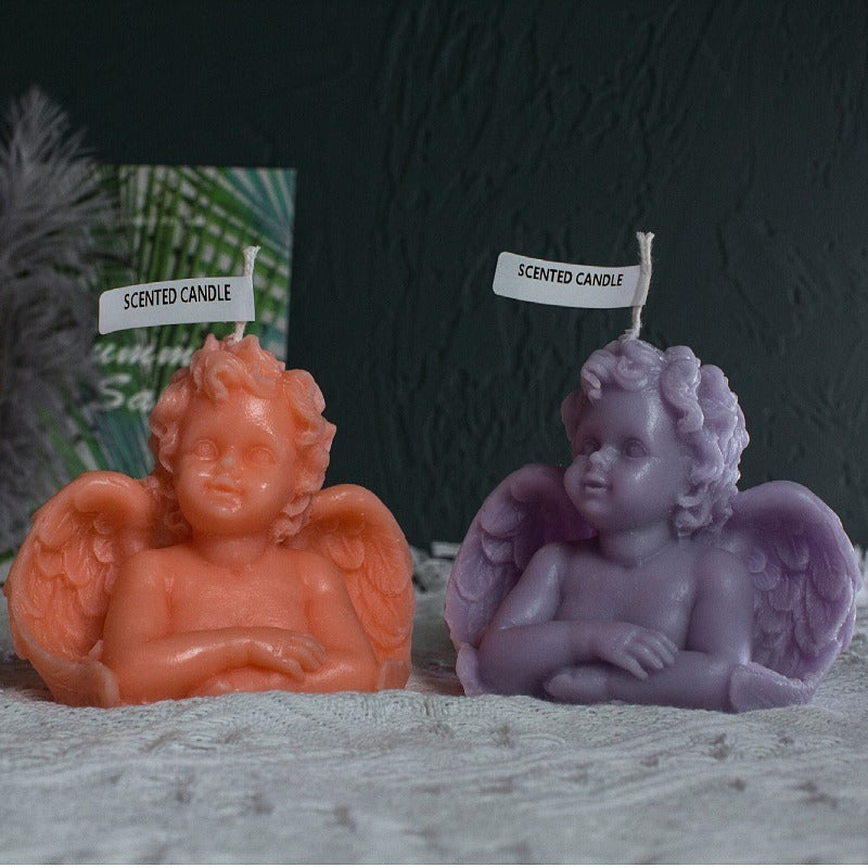 Half body smiling little angel fragrance candle with wings angel baby fragrance candle
