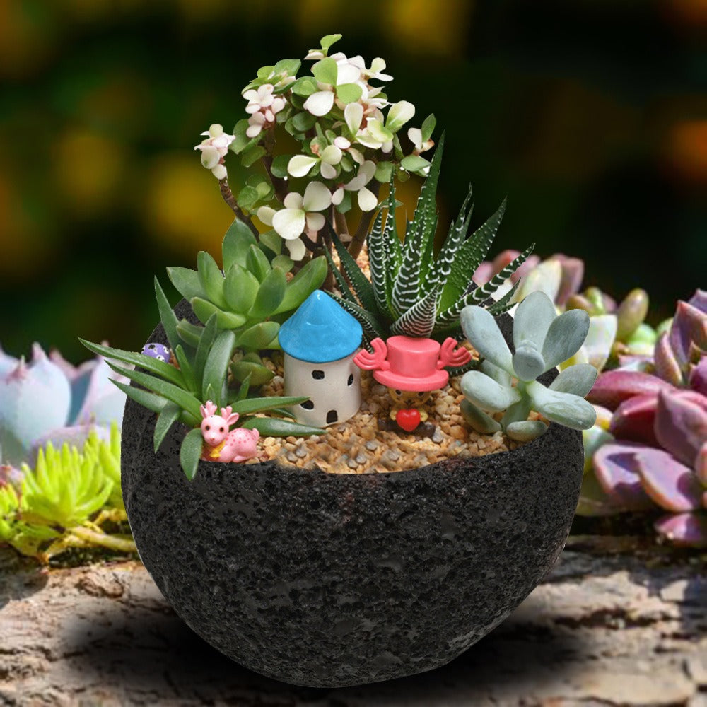 Minimalist volcanic stone potted plant ornaments