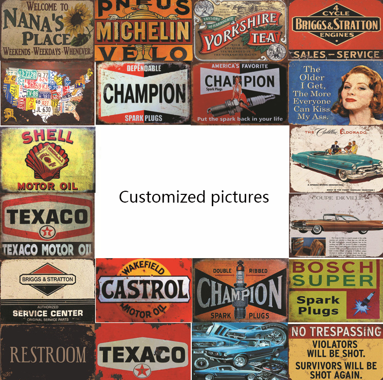 Vintage Aluminum Tin Art Factory Coffee Shop License Plate Rustic Round Wall Decor Painting American Style