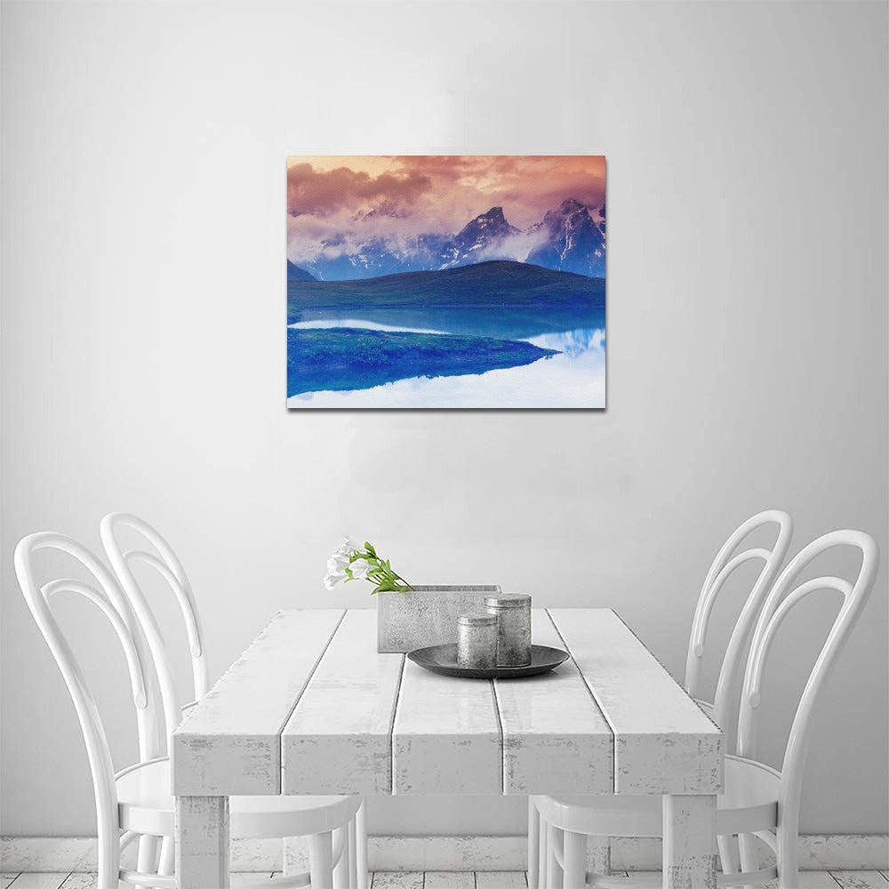 Tranquil Mountain and Lake Landscape 20x16 inch