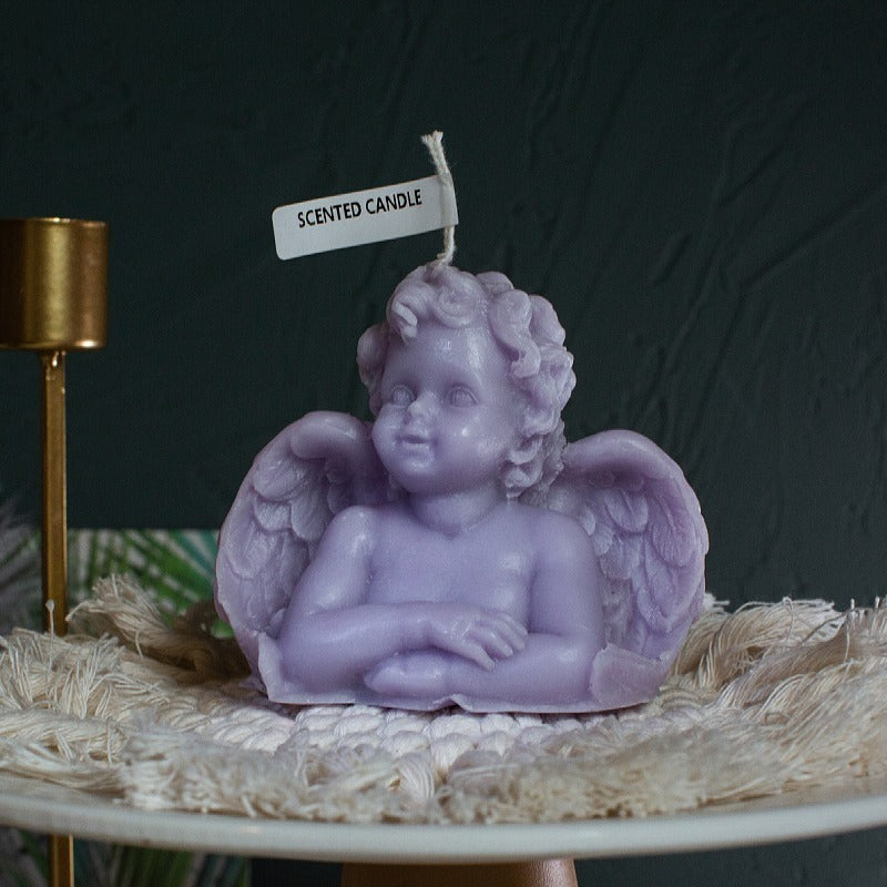 Half body smiling little angel fragrance candle with wings angel baby fragrance candle