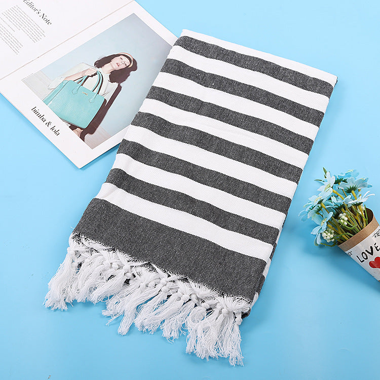 Turkish Beach Towel Striped Fringe Quick-Dry Large Size Cotton Bath Towel Multiple Styles Wholesale